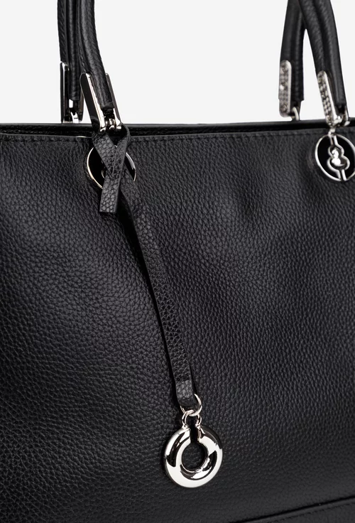 Geanta dama neagra din piele texturata