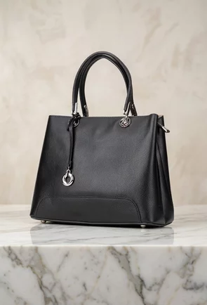 Geanta dama neagra din piele texturata