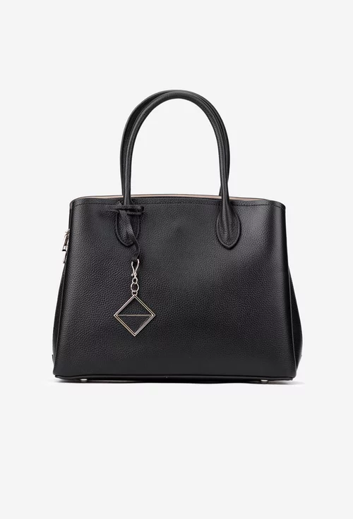 Geanta dama neagra din piele texturata