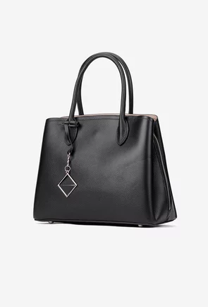 Geanta dama neagra din piele texturata