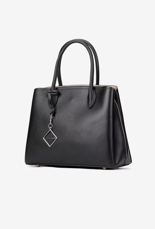 Geanta dama neagra din piele texturata