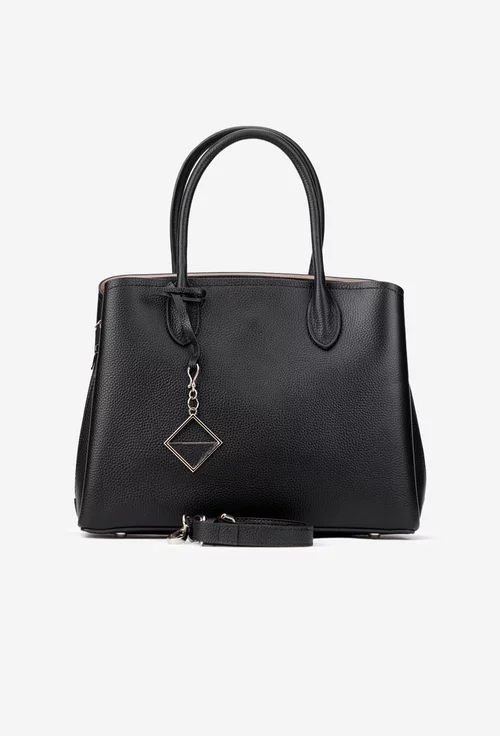 Geanta dama neagra din piele texturata