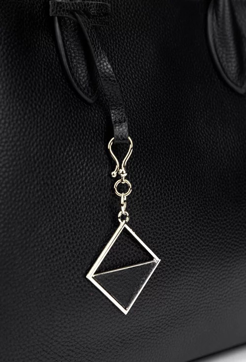 Geanta dama neagra din piele texturata