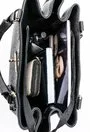 Geanta dama neagra din piele texturata accesorizata cu lacat