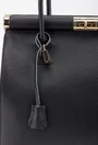Geanta dama neagra din piele texturata cu detaliu lacat