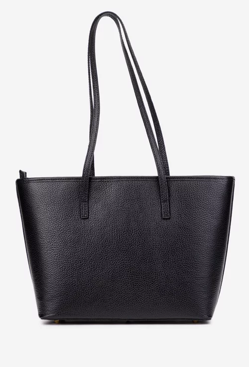Geanta dama neagra din piele texturata cu model