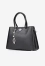 Geanta dama neagra din piele texturata cu ornament