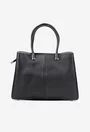 Geanta dama neagra din piele texturata cu ornament