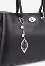 Geanta dama neagra din piele texturata cu ornament