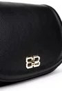 Geanta dama neagra din piele texturata cu ornament auriu