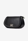 Geanta dama neagra din piele texturata cu ornament auriu
