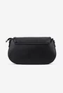 Geanta dama neagra din piele texturata cu ornament auriu