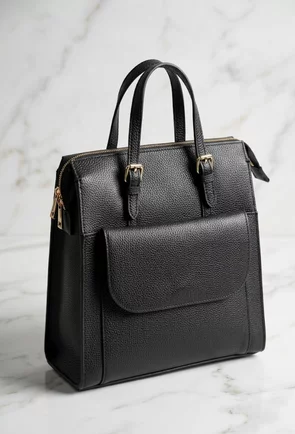 Geanta dama neagra realizata din piele texturata