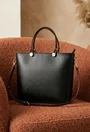 Geanta dama office neagra cu maro din piele naturala