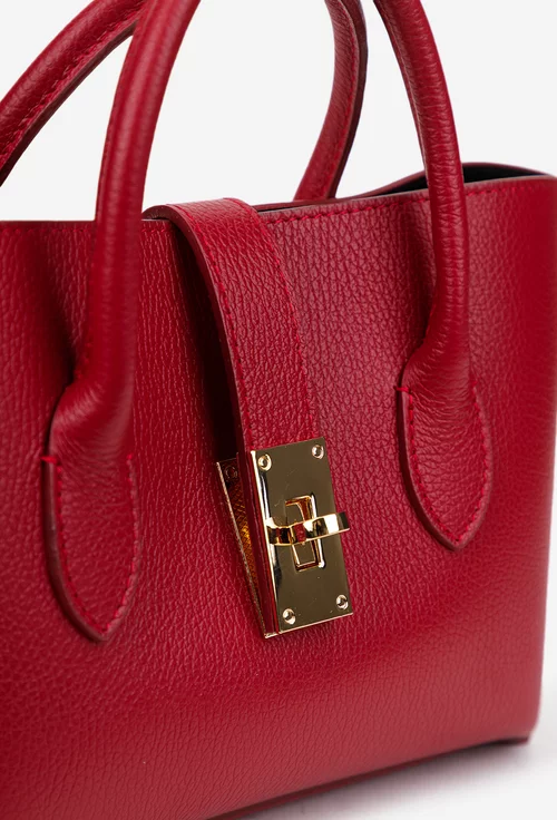 Geanta dama rosie confectionata din piele texturata