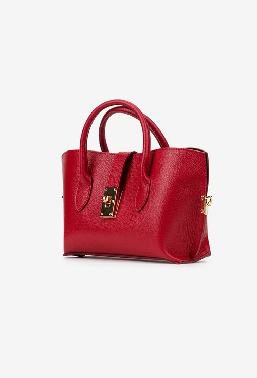 Geanta dama rosie confectionata din piele texturata