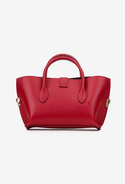 Geanta dama rosie confectionata din piele texturata