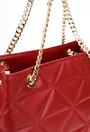 Geanta dama rosie din piele cu manere prevazute cu lant