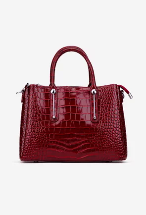 Geanta dama rosie din piele model croco