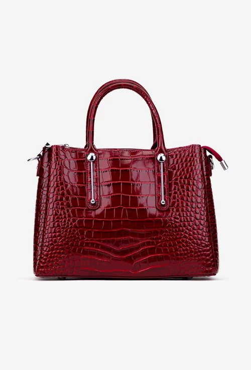 Geanta dama rosie din piele model croco