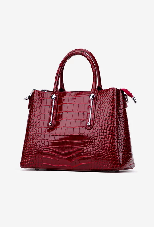 Geanta dama rosie din piele model croco