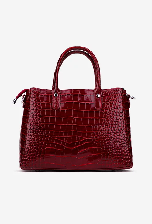 Geanta dama rosie din piele model croco