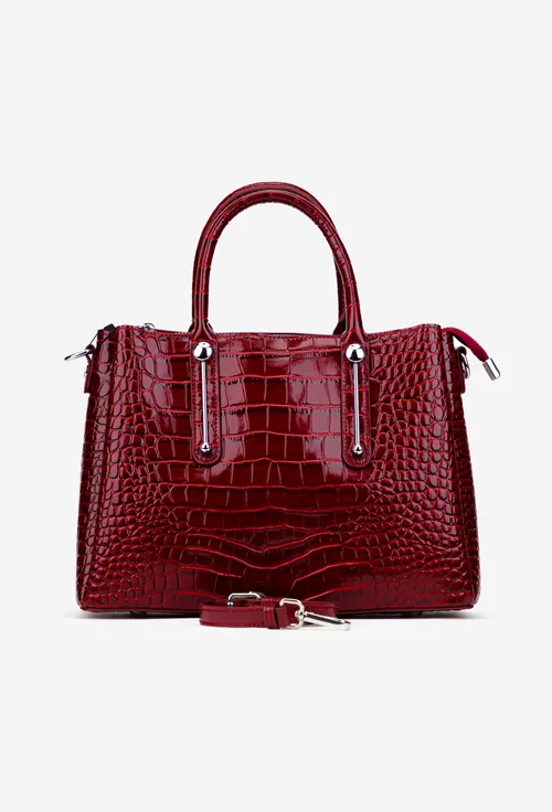 Geanta dama rosie din piele model croco