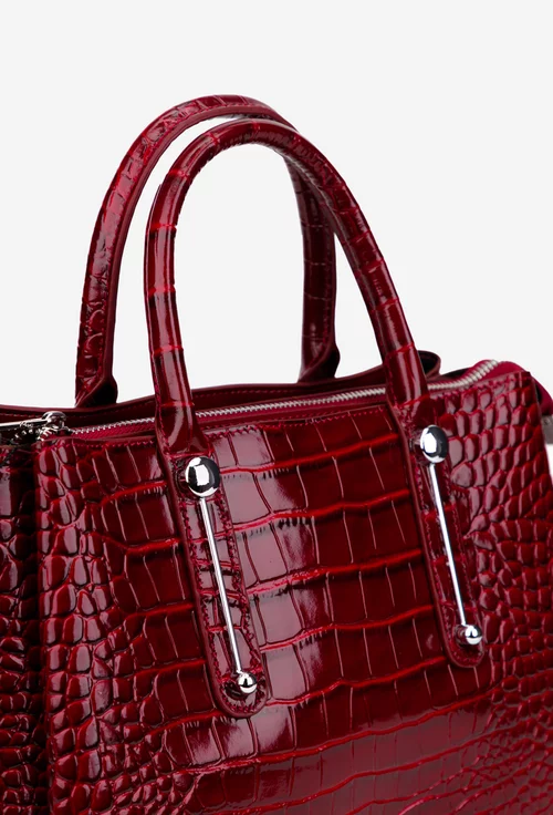 Geanta dama rosie din piele model croco