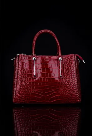 Geanta dama rosie din piele model croco