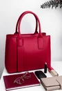 Geanta dama rosie realizata din piele naturala