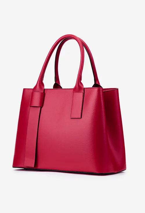 Geanta dama rosie realizata din piele naturala