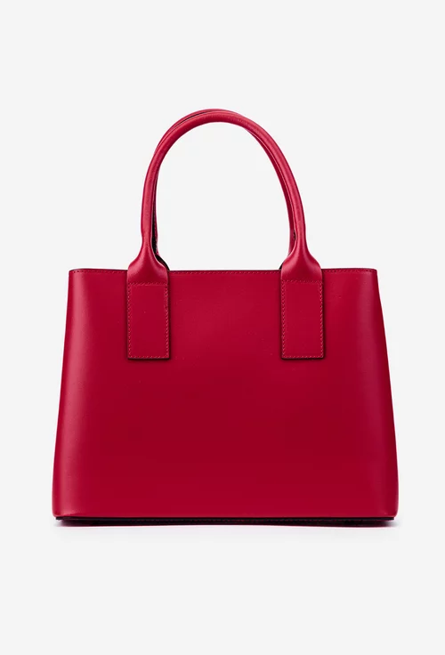 Geanta dama rosie realizata din piele naturala