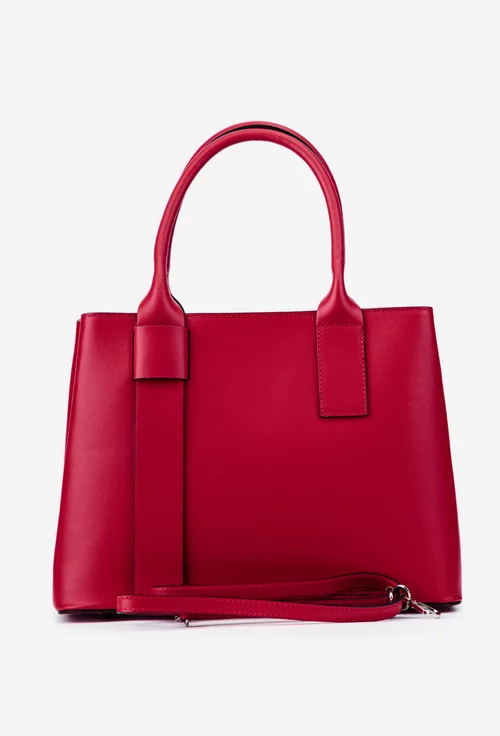 Geanta dama rosie realizata din piele naturala