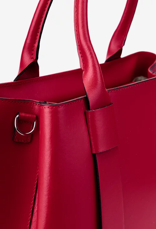 Geanta dama rosie realizata din piele naturala