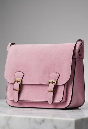 Geanta dama roz pudra din piele intoarsa