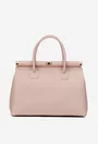 Geanta dama roz pudra din piele texturata cu detaliu lacat