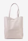 Geanta dama shopper bej deschis din piele cu portofel interior
