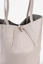 Geanta dama shopper bej deschis din piele cu portofel interior