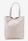 Geanta dama shopper bej deschis din piele cu portofel interior
