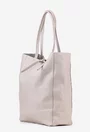 Geanta dama shopper bej deschis din piele cu portofel interior