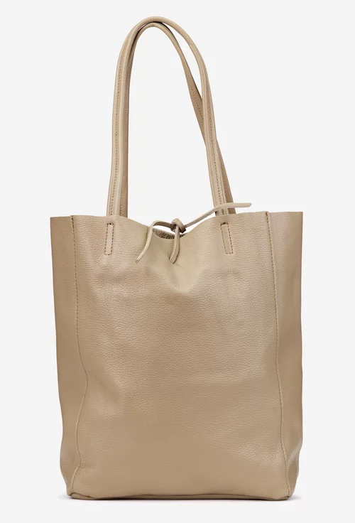 Geanta dama shopper bej din piele cu portofel interior