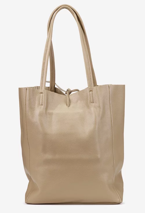 Geanta dama shopper bej din piele cu portofel interior