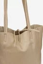 Geanta dama shopper bej din piele cu portofel interior