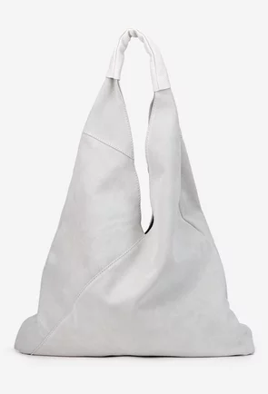 Geanta dama shopper din piele intoarsa alba