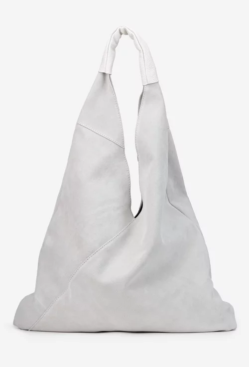 Geanta dama shopper din piele intoarsa alba