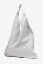 Geanta dama shopper din piele intoarsa alba