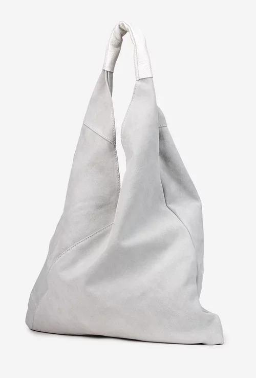 Geanta dama shopper din piele intoarsa alba