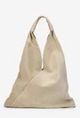 Geanta dama shopper din piele intoarsa bej