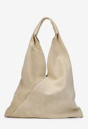 Geanta dama shopper din piele intoarsa bej