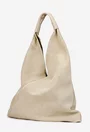 Geanta dama shopper din piele intoarsa bej